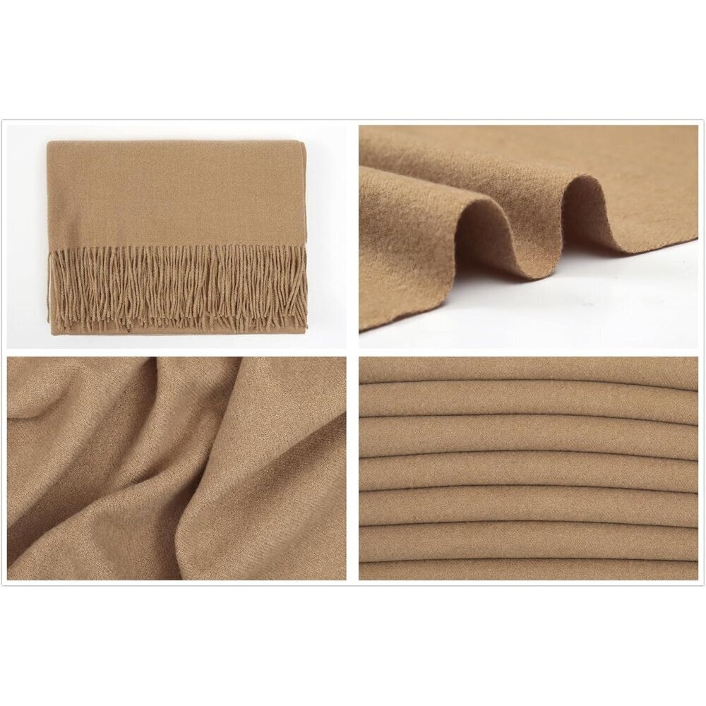 Women's Camel Pashmina Shawls Wraps For Evening Dresses Large Warm Soft Scarves - Picture 7 of 8